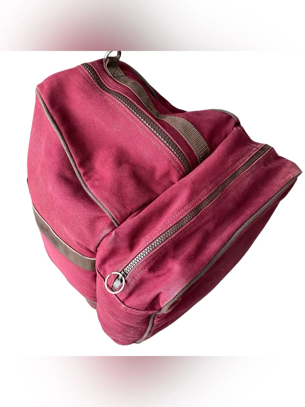 Duluth Pack Boot Duffle Canvas Leather Bag Burgundy Red Weekender Carry On